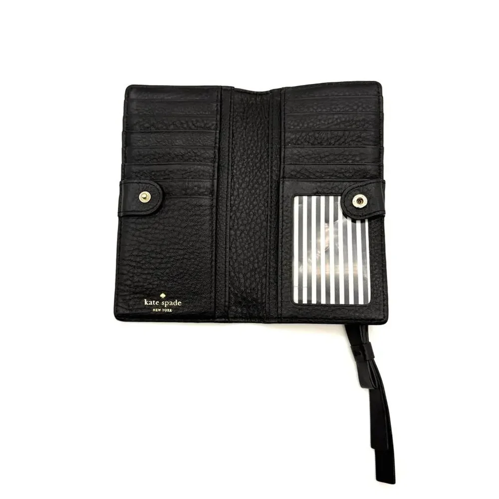 Kate Spade Stacy Leroy Street Wallet Black Pebble Leather WLRU1894